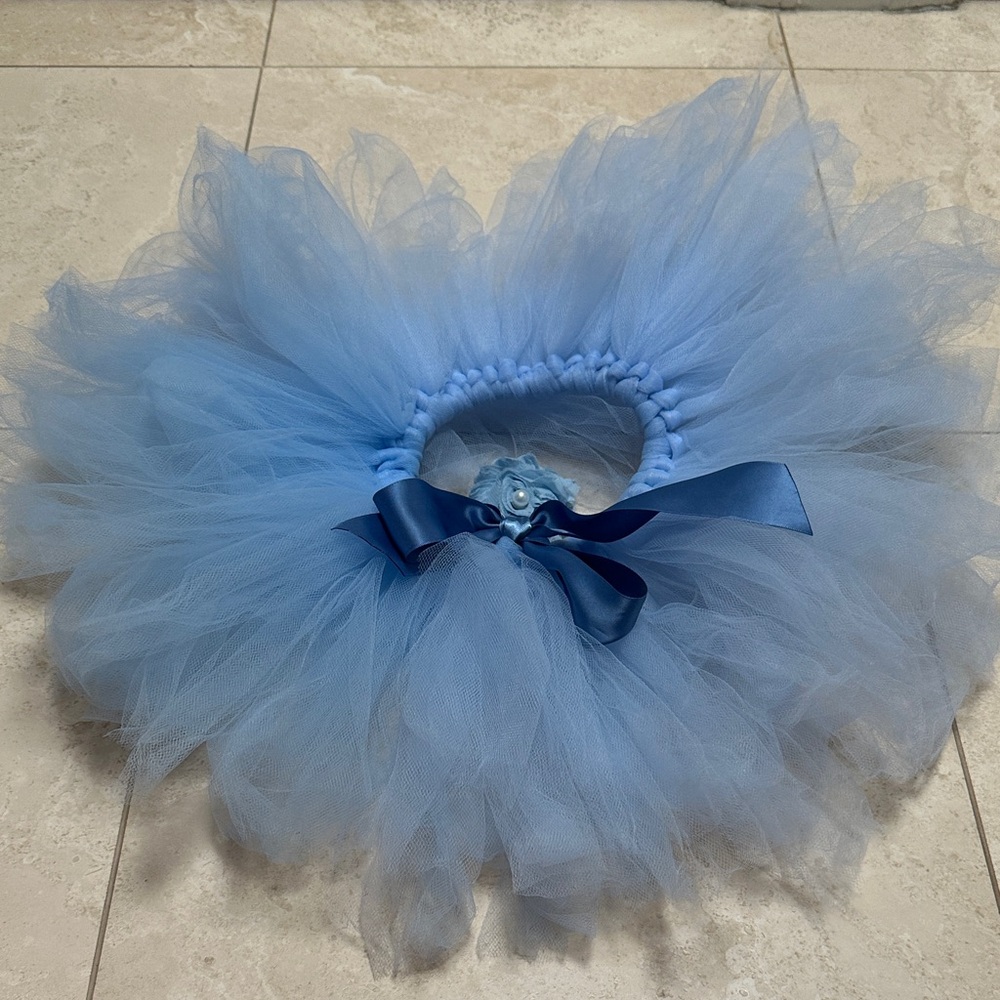 Blue/Copenhagen Tutu Skirt w/headband Sz 12-18 mo: 1st Birthday Cake Smash Photo